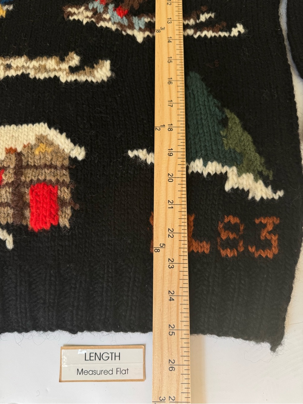 VERY RARE Vintage Ralph Lauren RL83 Hand Knit Skier Winter Wool Sweater Black - Picture 14 of 16